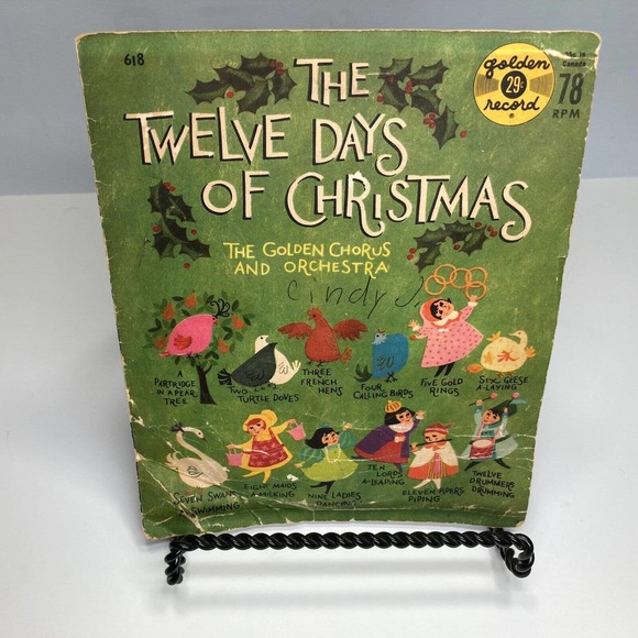 Vintage "The Twelve Days Of Christmas" 78 RPM Yellow Golden Records - Picture 2 of 4